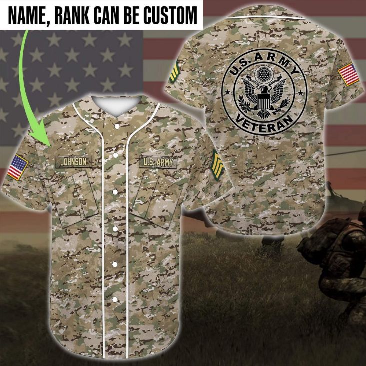 Personalized Name And Rank Us Army Camo Baseball Jersey Personalized Name And Rank Us Army Camo Baseball Jersey