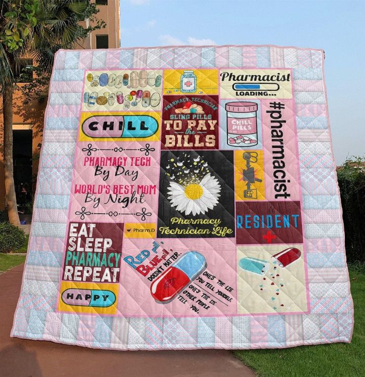 Pharmacy Tech By Day World's Best Mom By Night Quilt Blanket Pharmacy Tech By Day World's Best Mom By Night Quilt Blanket
