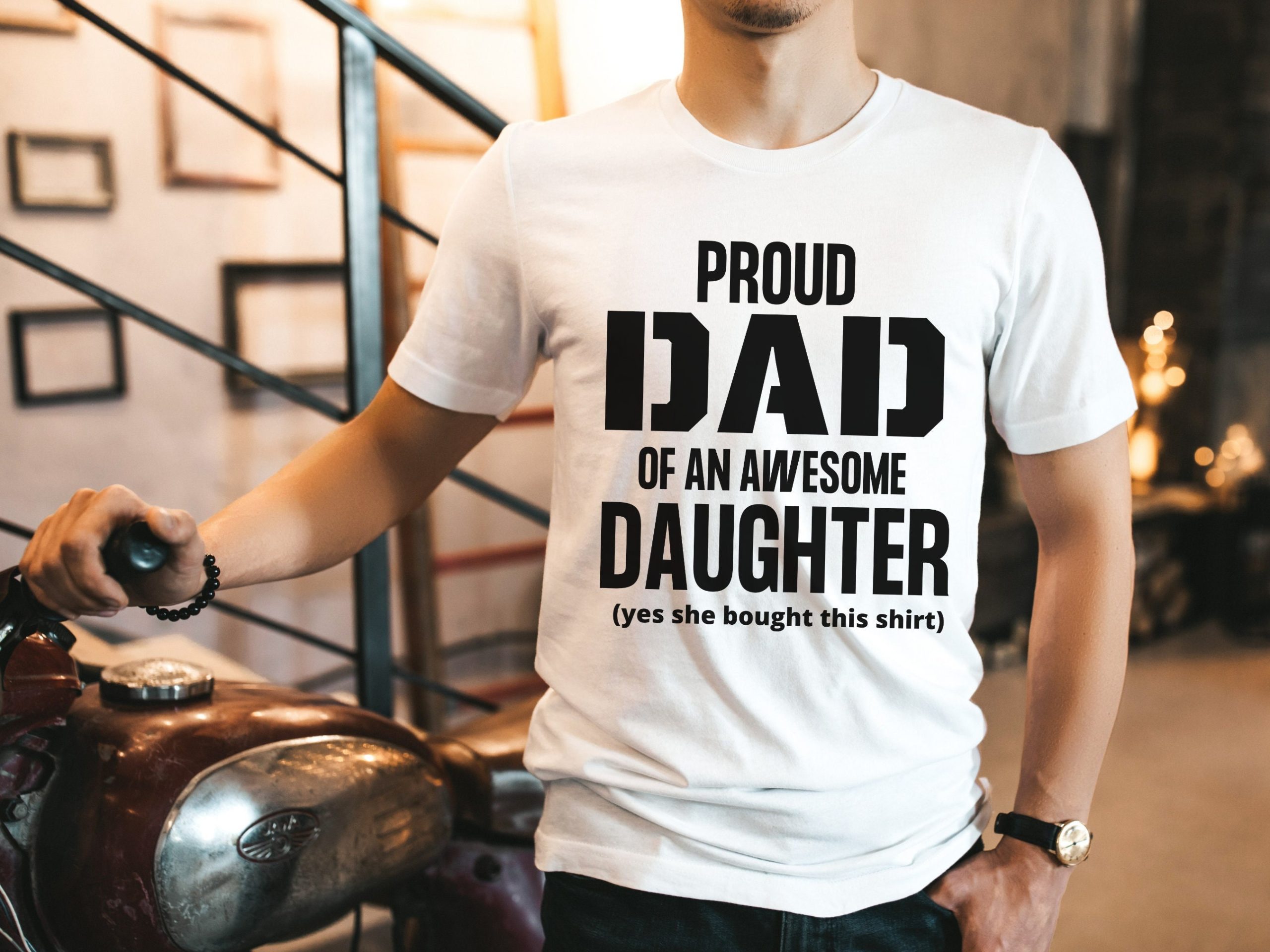 Proud Dad Of An Awesome Daughter Yes She Bought This Happy Father's Day Unisex T-Shirt Proud Dad Of An Awesome Daughter Yes She Bought This Happy Father's Day Unisex T-Shirt