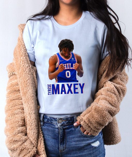 Retro Blue Style Tyrese Maxey Philadelphia 76ers NBA Basketball Unisex T-Shirt