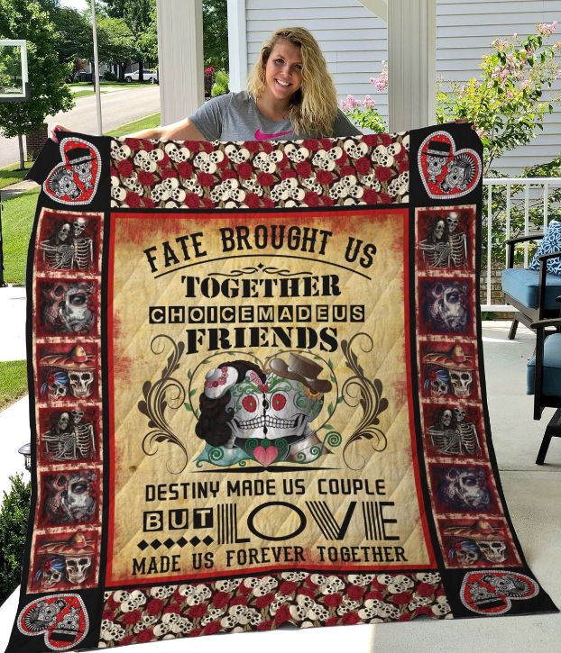 Skull Fate Brought Us Together Quilt Blanket Skull Fate Brought Us Together Quilt Blanket
