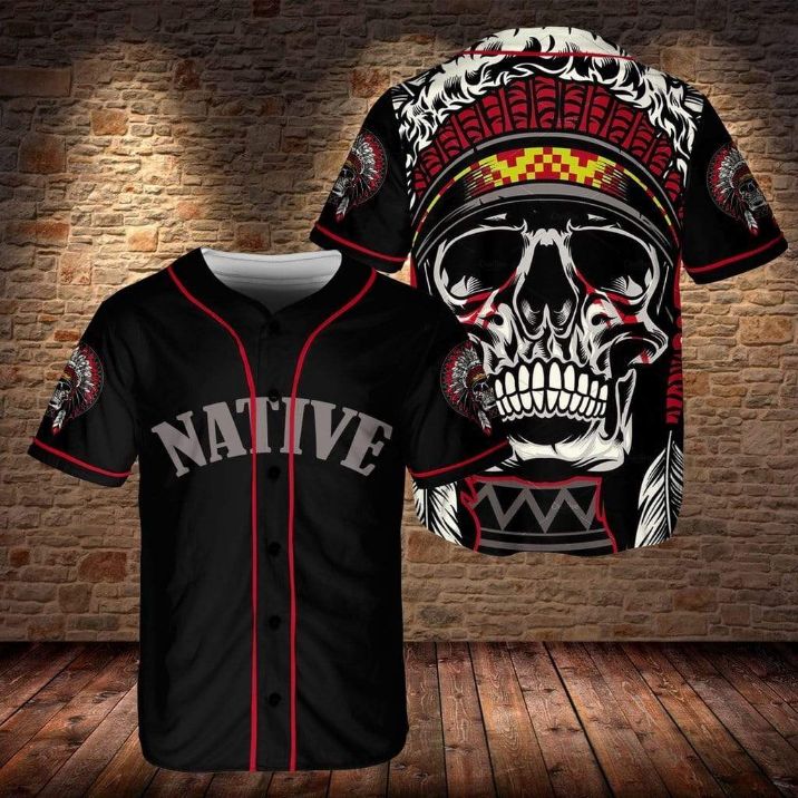 Skull Native Personalized 3d Baseball Jersey Skull Native Personalized 3d Baseball Jersey