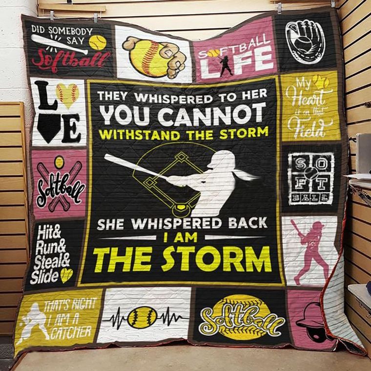 Softball Did Somebody Say Softball Quilt Blanket Softball Did Somebody Say Softball Quilt Blanket