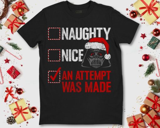 Star Wars Christmas Darth Vader Naughty or Nice Checklist Shirt