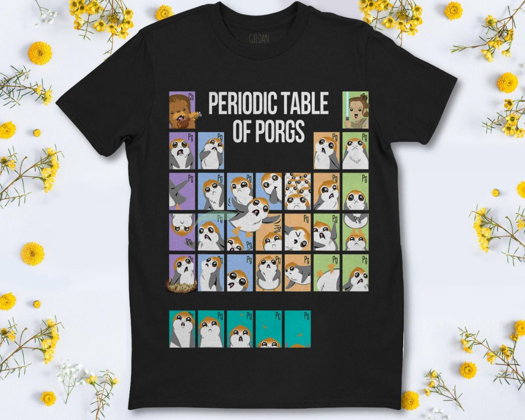 Star Wars Periodic Table Of Porgs Cute Group Shot T-Shirt Star Wars Periodic Table Of Porgs Cute Group Shot T-Shirt