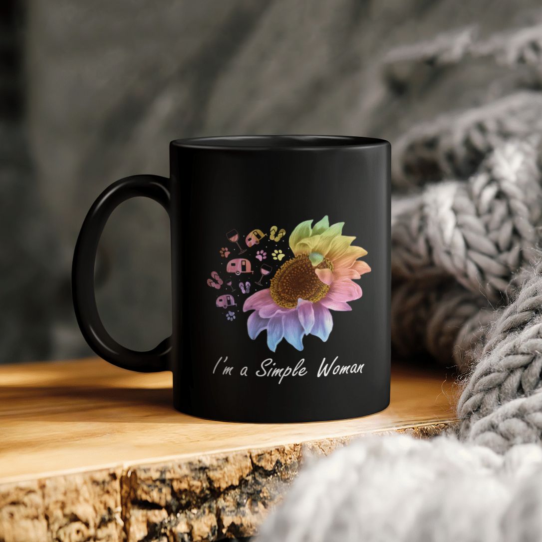 Sunflower Camping I'm A Simple Woman Ceramic Coffee Mug Sunflower Camping I'm A Simple Woman Ceramic Coffee Mug