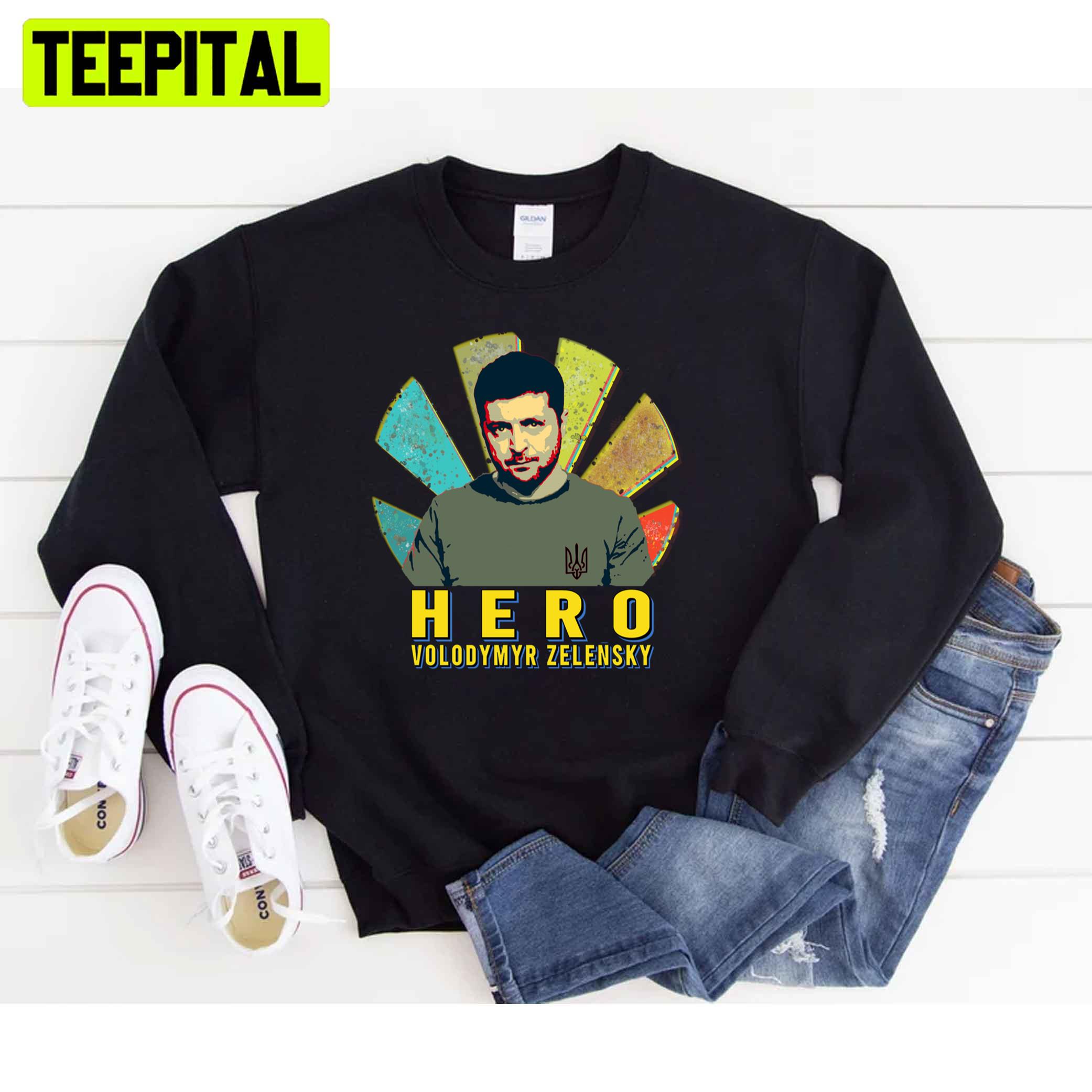 Sunset Retro Hero Volodymyr Zelensky Unisex T-Shirt Sunset Retro Hero Volodymyr Zelensky Unisex T-Shirt