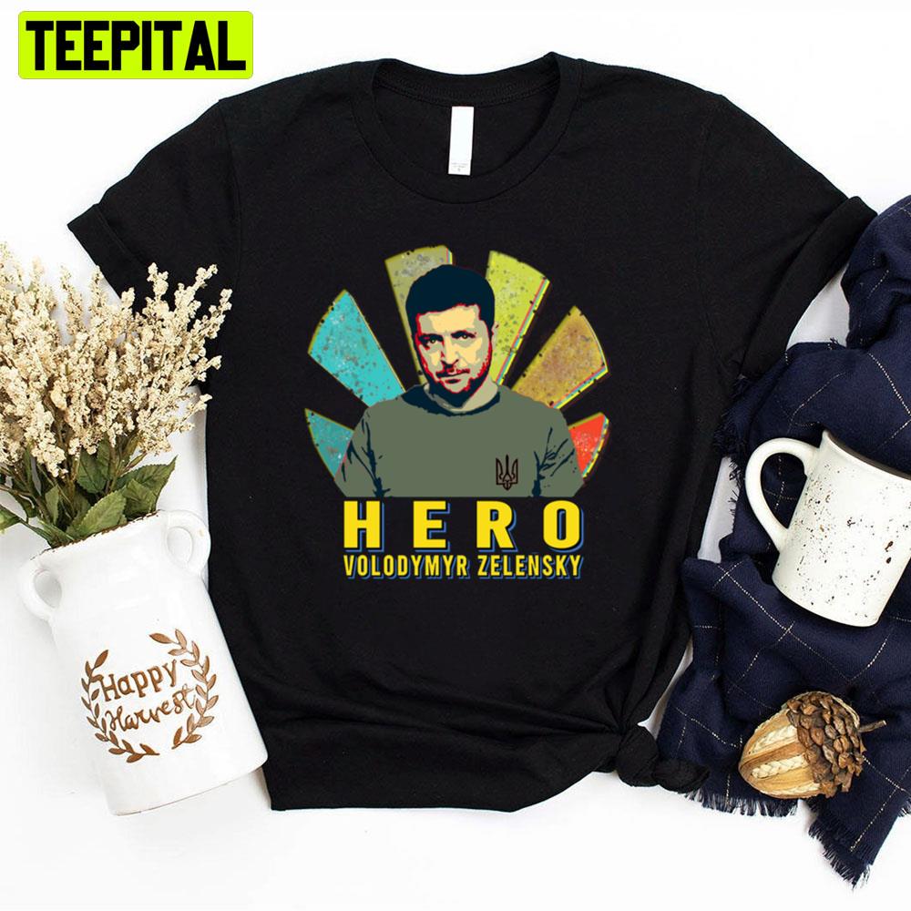Sunset Retro Hero Volodymyr Zelensky Unisex T-Shirt Sunset Retro Hero Volodymyr Zelensky Unisex T-Shirt