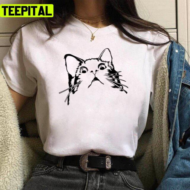 Surprised Cat Meme Twitter Design Unisex T-Shirt Surprised Cat Meme Twitter Design Unisex T-Shirt