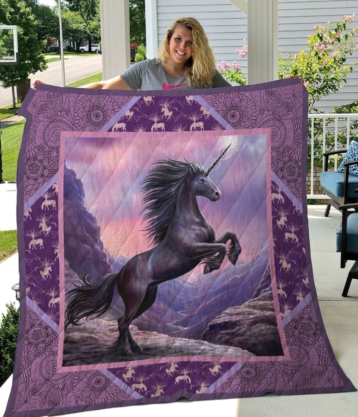 Unicorn Purple Mandala Pattern Quilt Blanket Unicorn Purple Mandala Pattern Quilt Blanket
