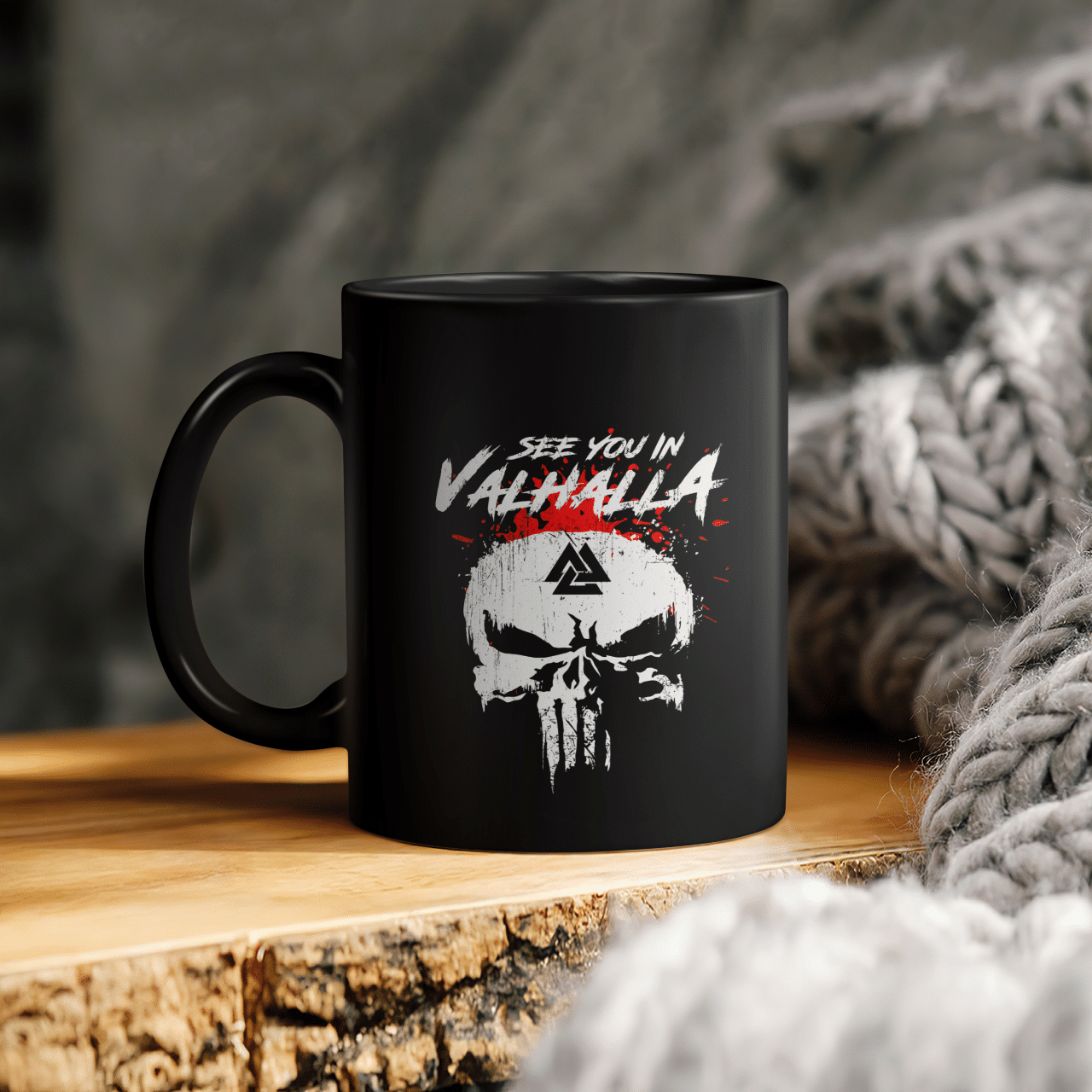 Viking Valknut See You In Valhalla Skull Ceramic Coffee Mug Viking Valknut See You In Valhalla Skull Ceramic Coffee Mug
