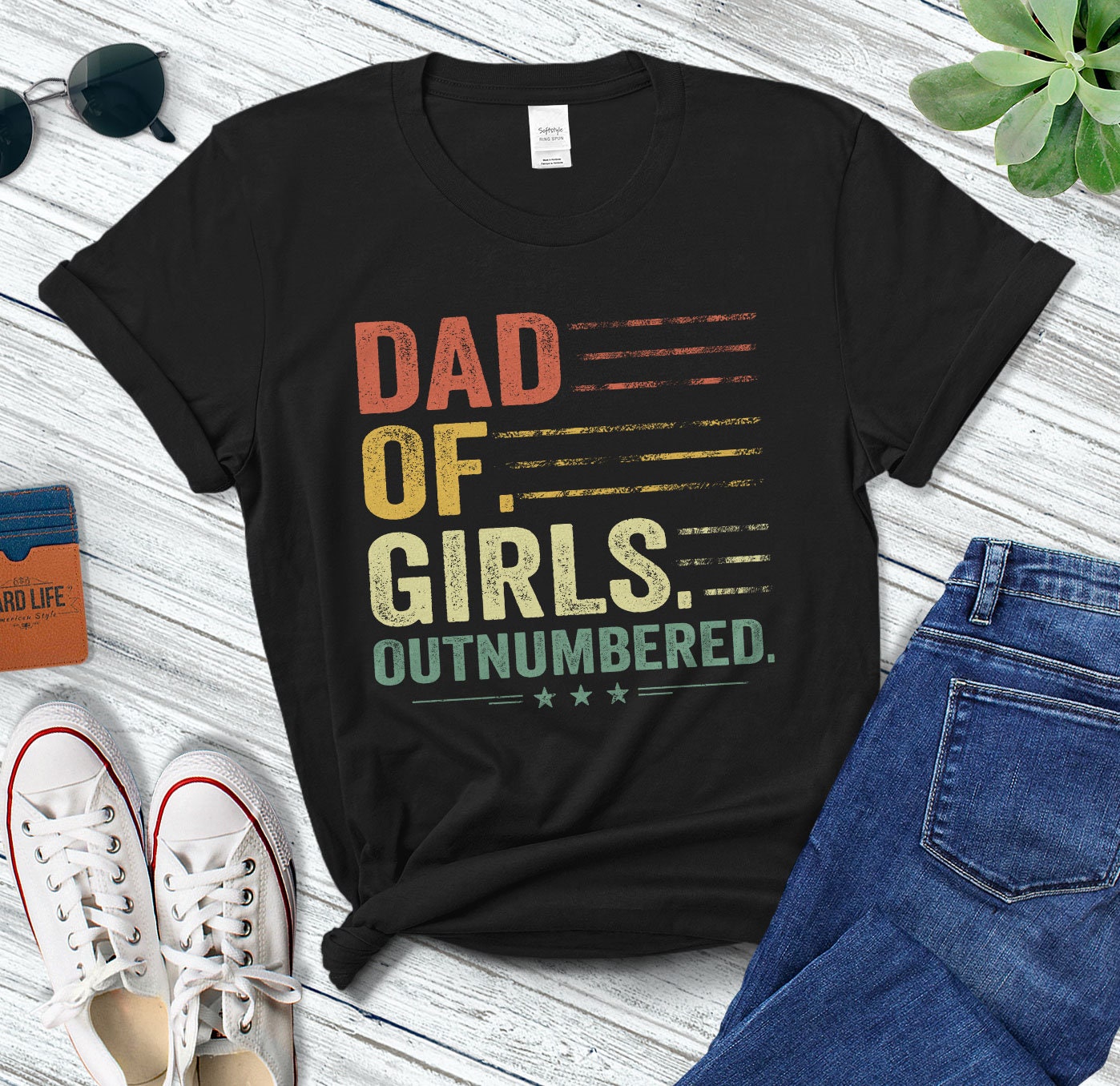 Vintage Dad Of Girls Outnumbered Happy Father's Day Unisex T-Shirt Vintage Dad Of Girls Outnumbered Happy Father's Day Unisex T-Shirt