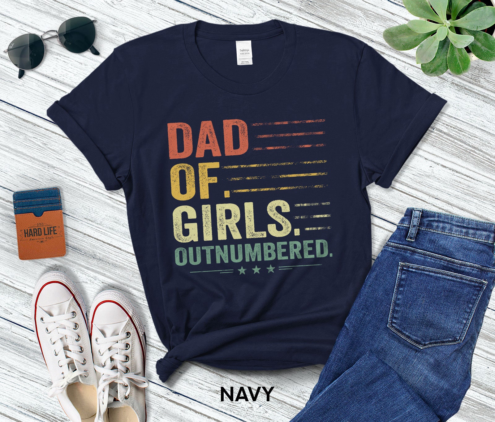Vintage Dad Of Girls Outnumbered Happy Father's Day Unisex T-Shirt Vintage Dad Of Girls Outnumbered Happy Father's Day Unisex T-Shirt