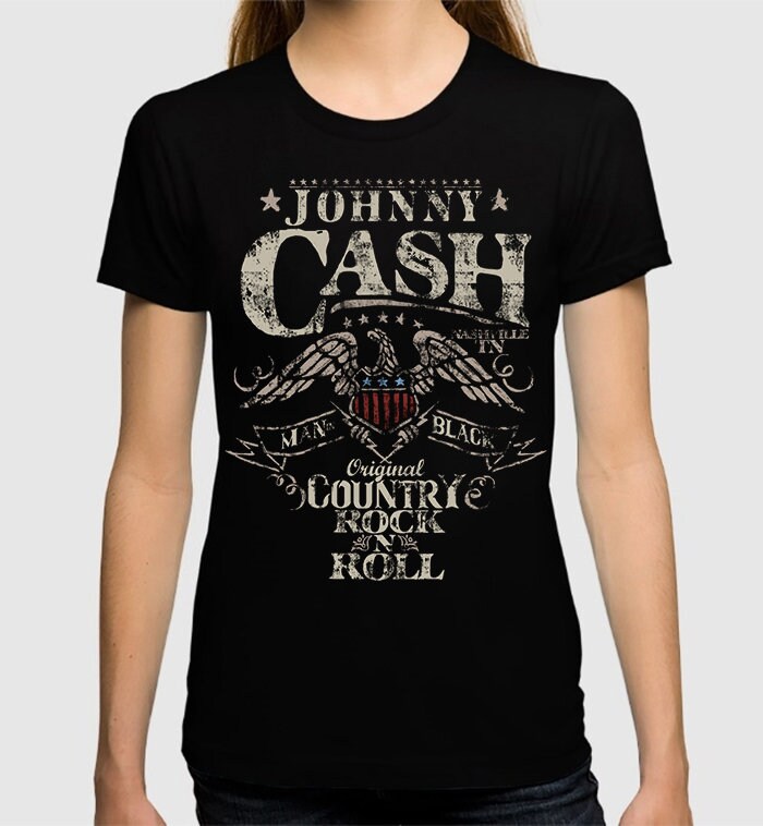 Vintage Style Johnny Cash Man In Black Unisex T-Shirt Vintage Style Johnny Cash Man In Black Unisex T-Shirt