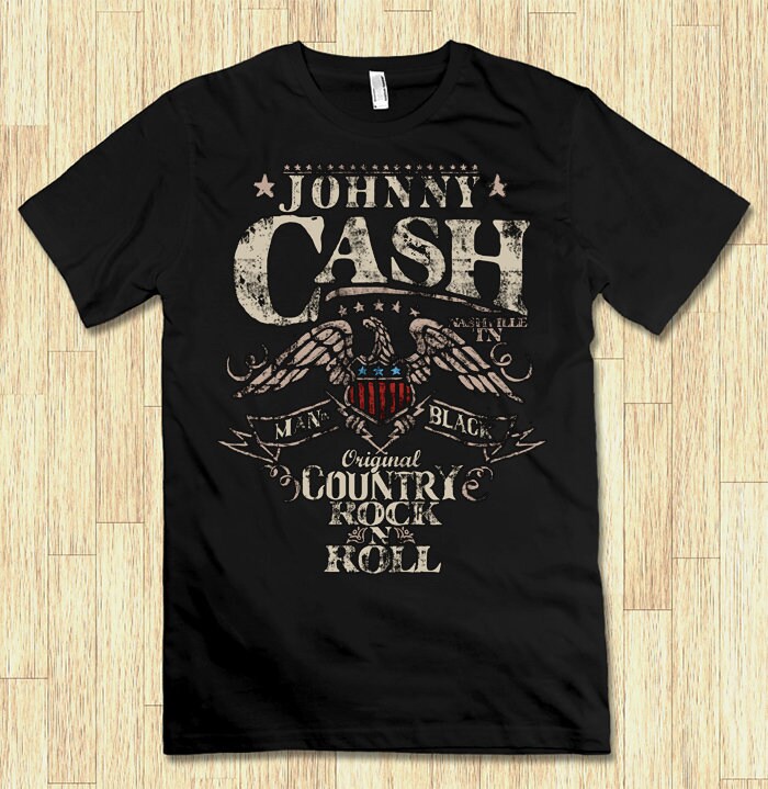 Vintage Style Johnny Cash Man In Black Unisex T-Shirt Vintage Style Johnny Cash Man In Black Unisex T-Shirt