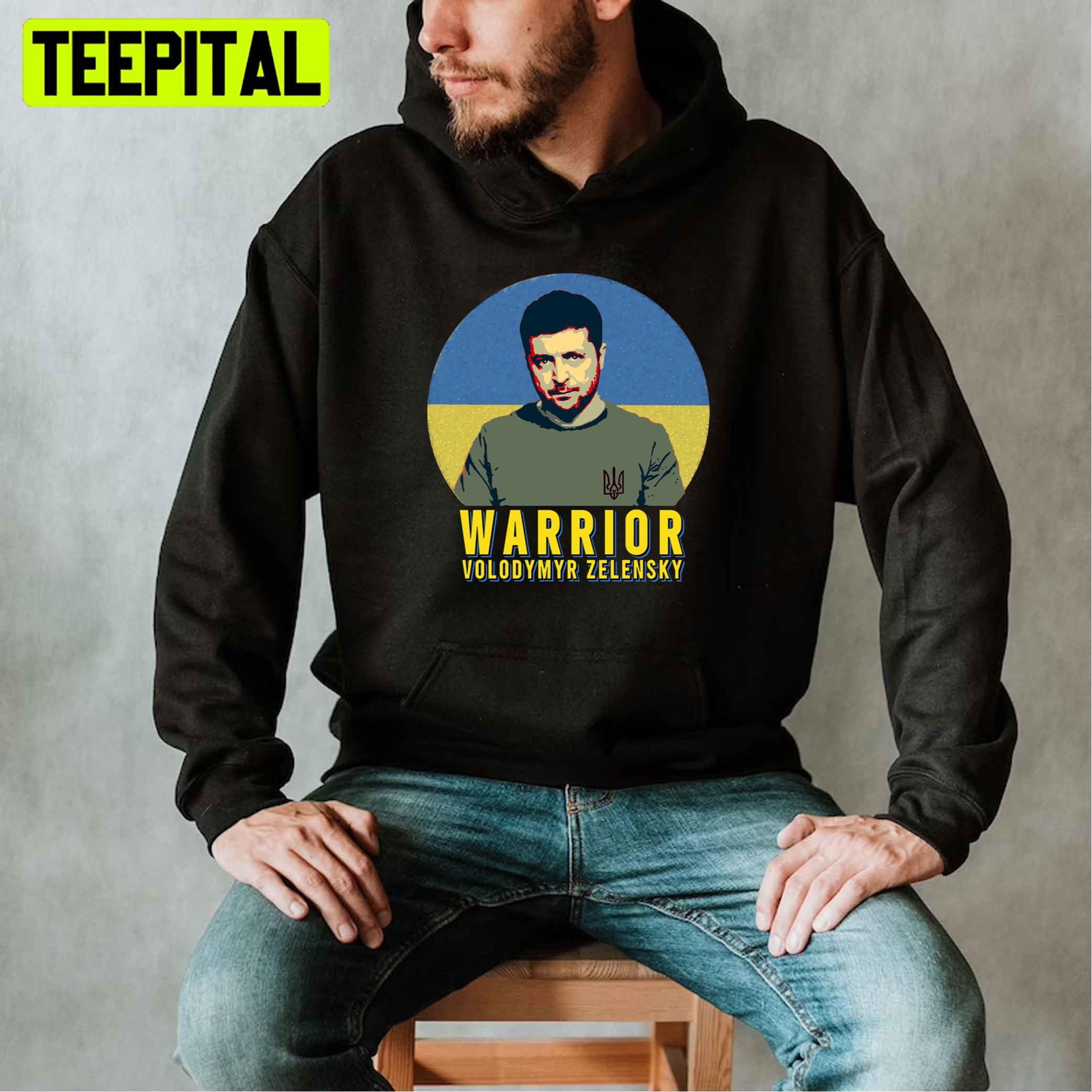 Warrior Volodymyr Zelensky Ukrainian Flag Retro Unisex T-Shirt Warrior Volodymyr Zelensky Ukrainian Flag Retro Unisex T-Shirt