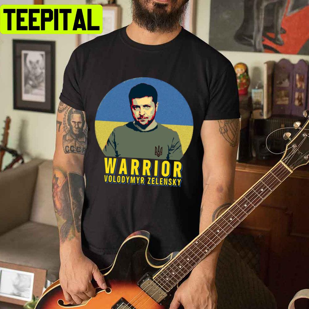 Warrior Volodymyr Zelensky Ukrainian Flag Retro Unisex T-Shirt Warrior Volodymyr Zelensky Ukrainian Flag Retro Unisex T-Shirt