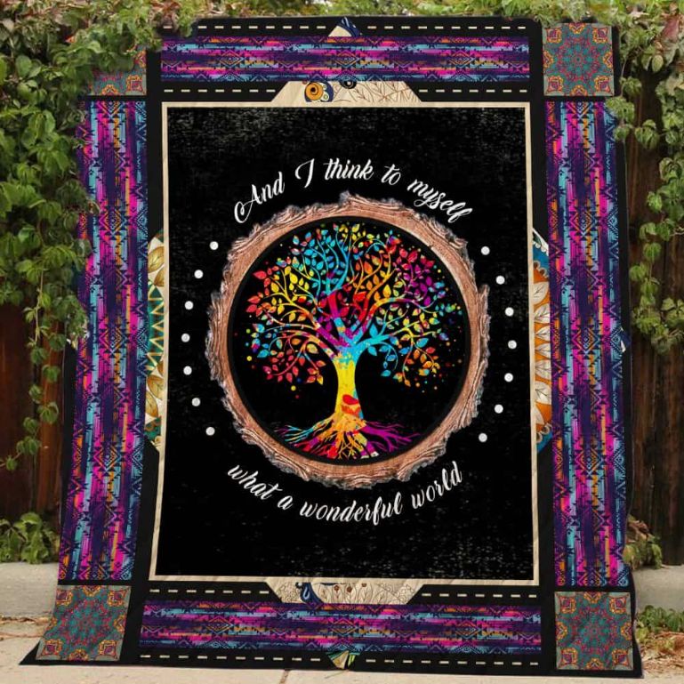 What A Wonderful World Tree Of Life Quilt Blanket What A Wonderful World Tree Of Life Quilt Blanket