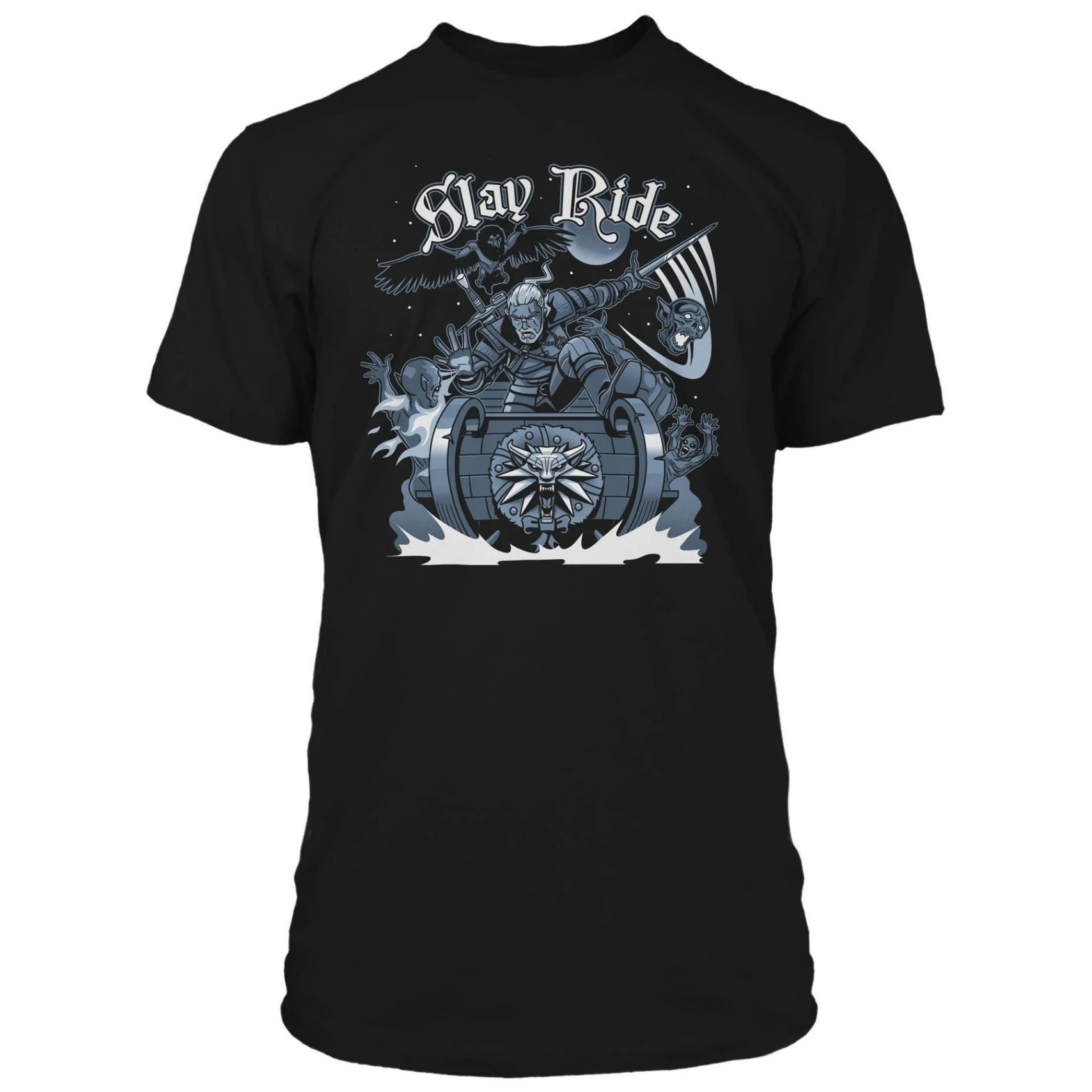Witcher White Wolf Slay Ride Geralt T-Shirt Witcher White Wolf Slay Ride Geralt T-Shirt