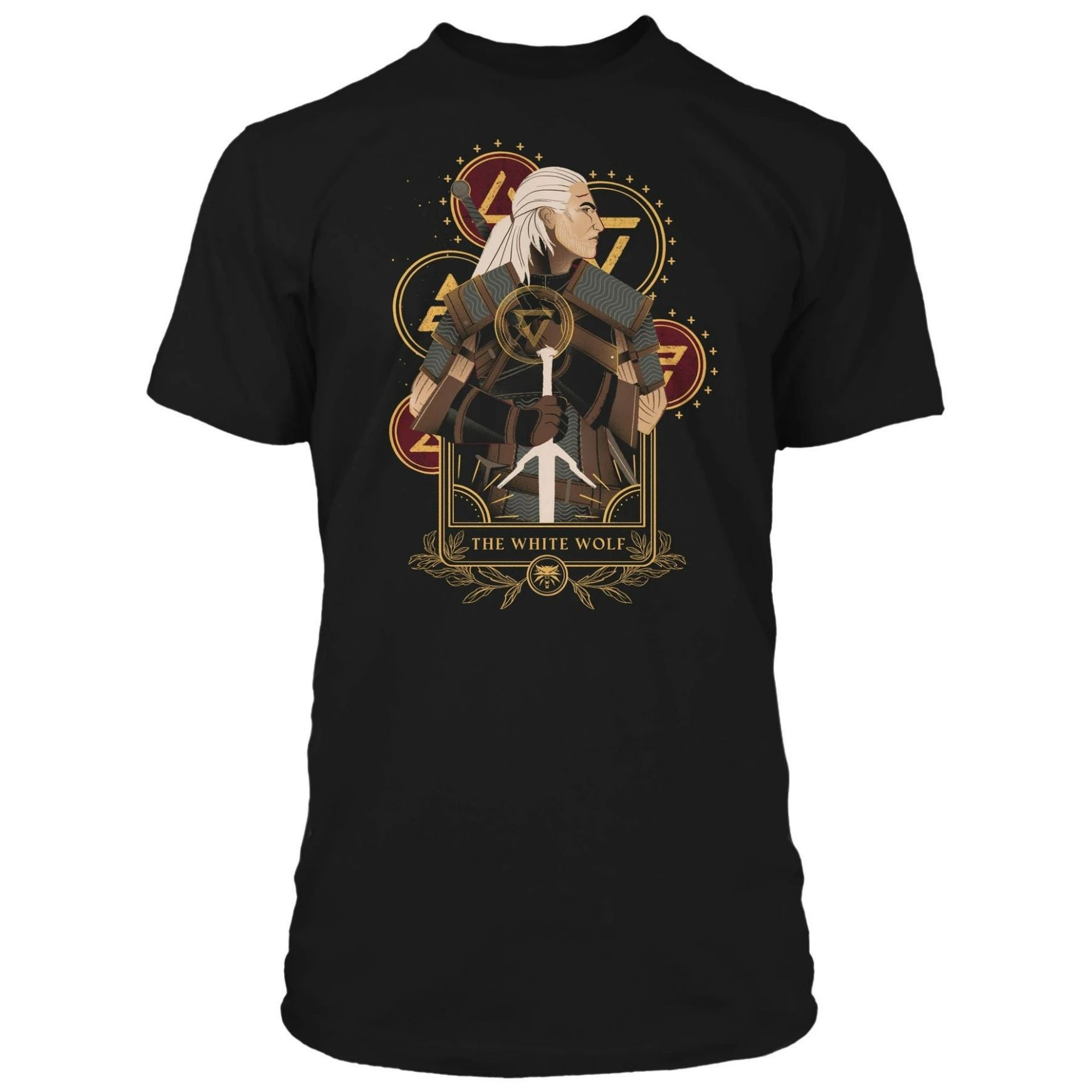Witcher White Wolf Tarot Card T-Shirt Witcher White Wolf Tarot Card T-Shirt