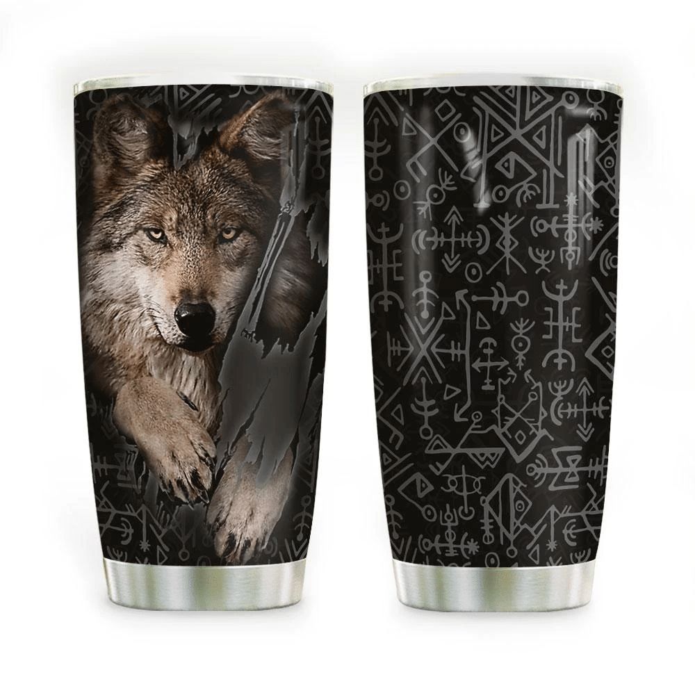 Wolf Viking Pattern Stainless Steel Cup Wolf Viking Pattern Stainless Steel Cup