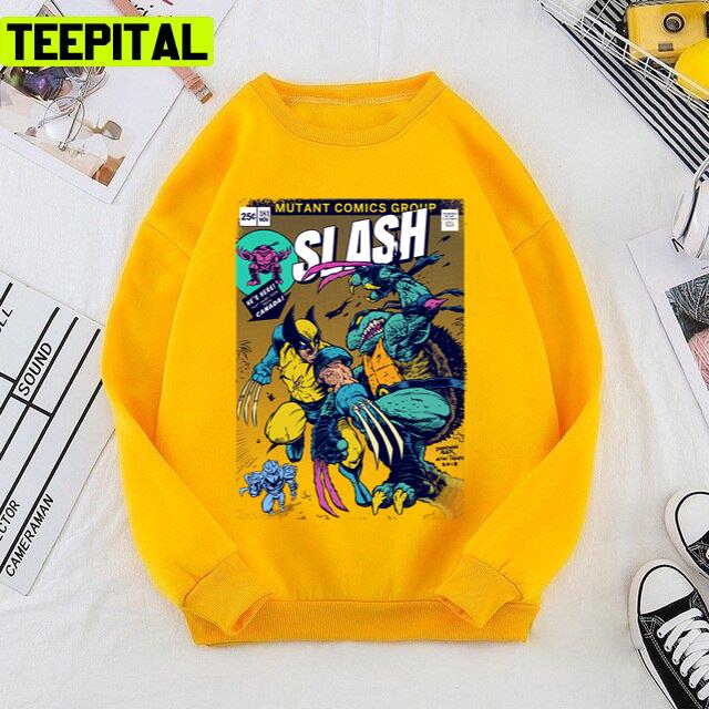 Wolvie Vs Slash Retro Comic Design Unisex T-Shirt Wolvie Vs Slash Retro Comic Design Unisex T-Shirt