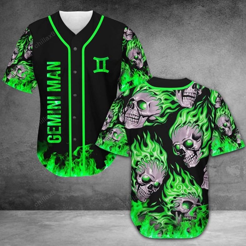 Zodiac Gemini Skull Fire Personalized 3d Baseball Jersey kv Zodiac Gemini Skull Fire Personalized 3d Baseball Jersey kv