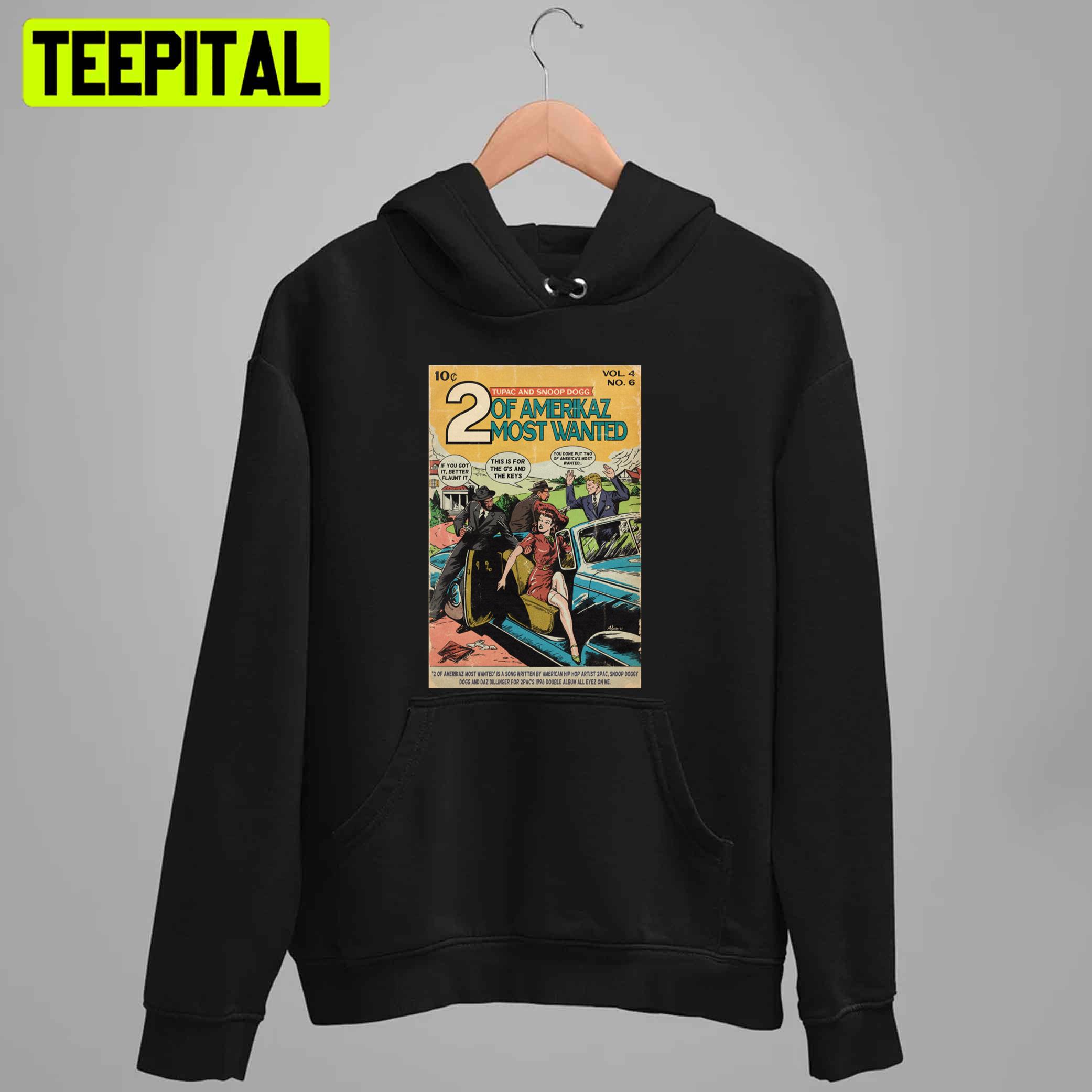 2pac And Snoop 2 Of Amerikaz Most Wanted Comic Book Parody Rapper Unisex T-Shirt 2pac And Snoop 2 Of Amerikaz Most Wanted Comic Book Parody Rapper Unisex T-Shirt