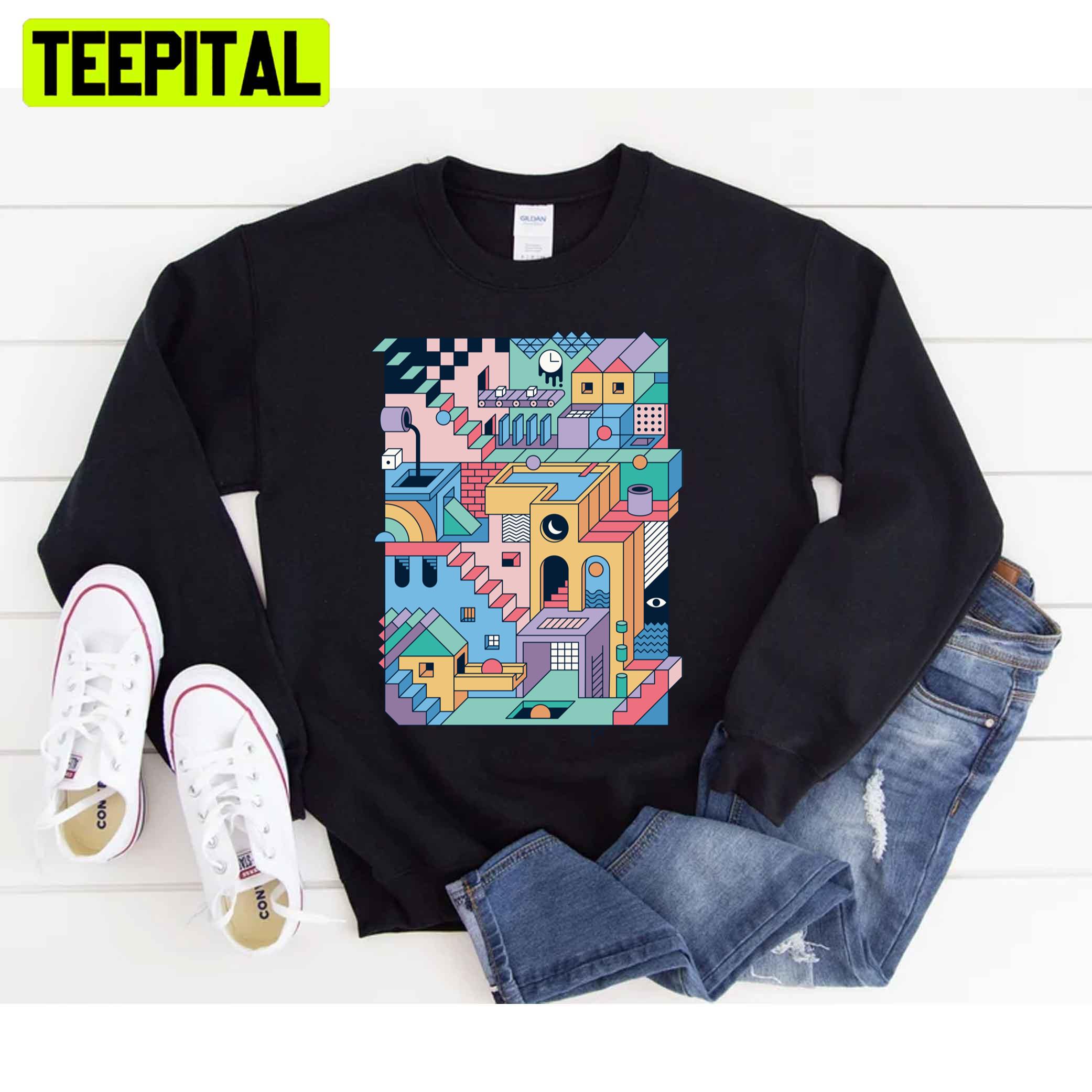 80's Escher Art House Unisex T-Shirt 80's Escher Art House Unisex T-Shirt