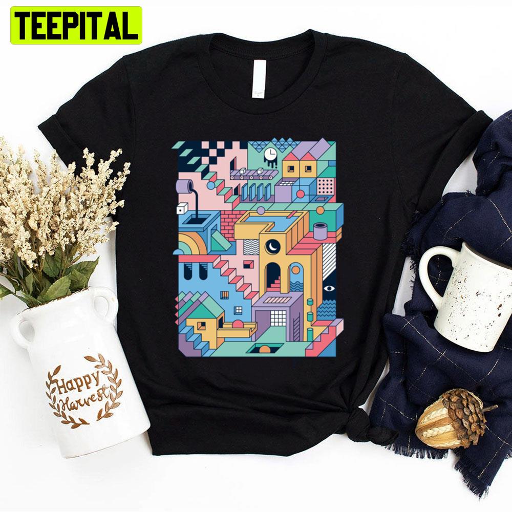 80's Escher Art House Unisex T-Shirt 80's Escher Art House Unisex T-Shirt