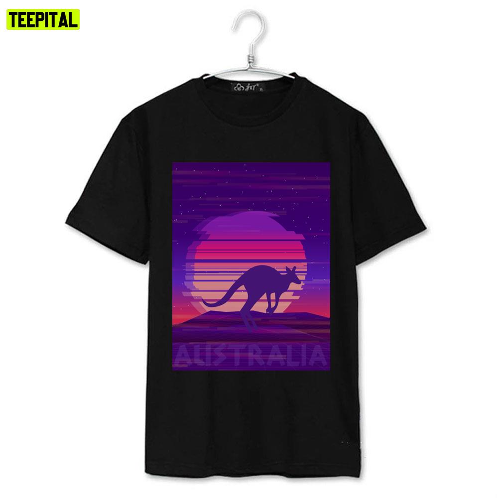 Australia Kangaroo 70s Retro Sunset Unisex T-Shirt Australia Kangaroo 70s Retro Sunset Unisex T-Shirt