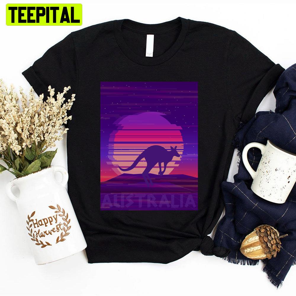 Australia Kangaroo 70s Retro Sunset Unisex T-Shirt Australia Kangaroo 70s Retro Sunset Unisex T-Shirt