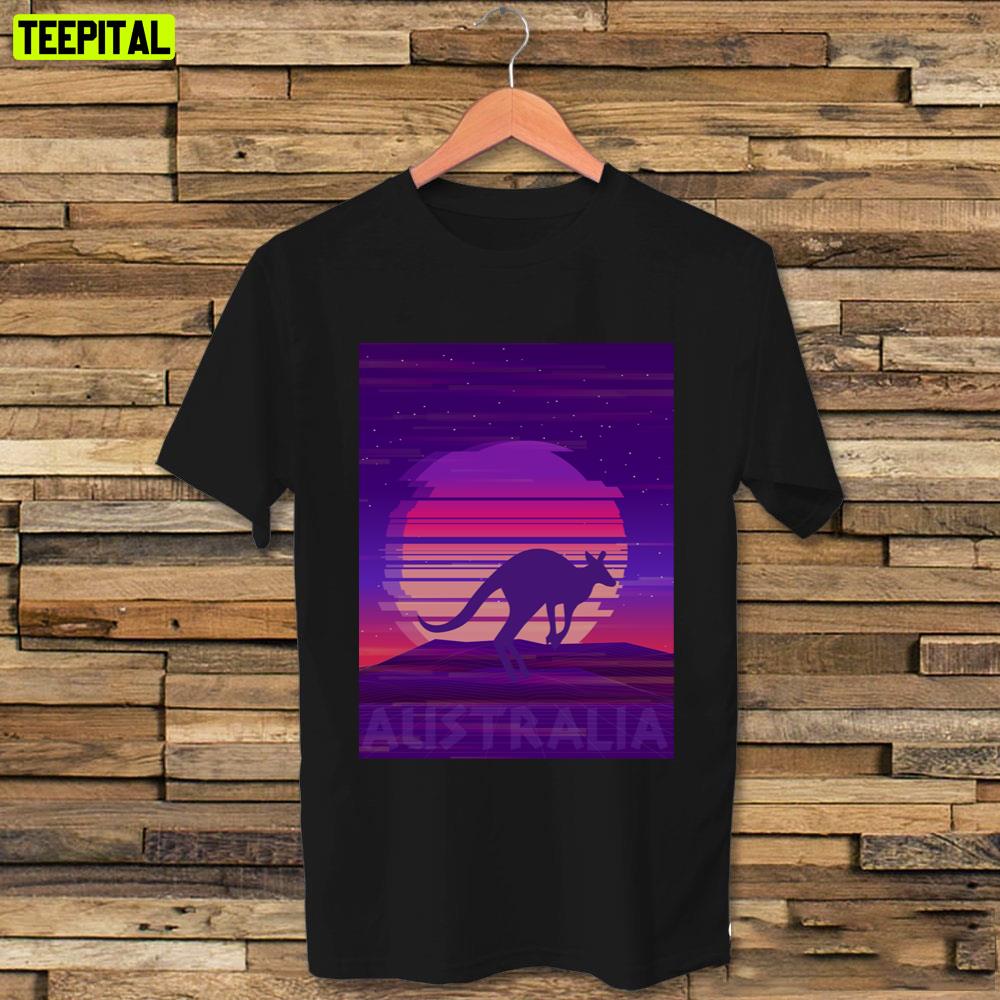 Australia Kangaroo 70s Retro Sunset Unisex T-Shirt Australia Kangaroo 70s Retro Sunset Unisex T-Shirt
