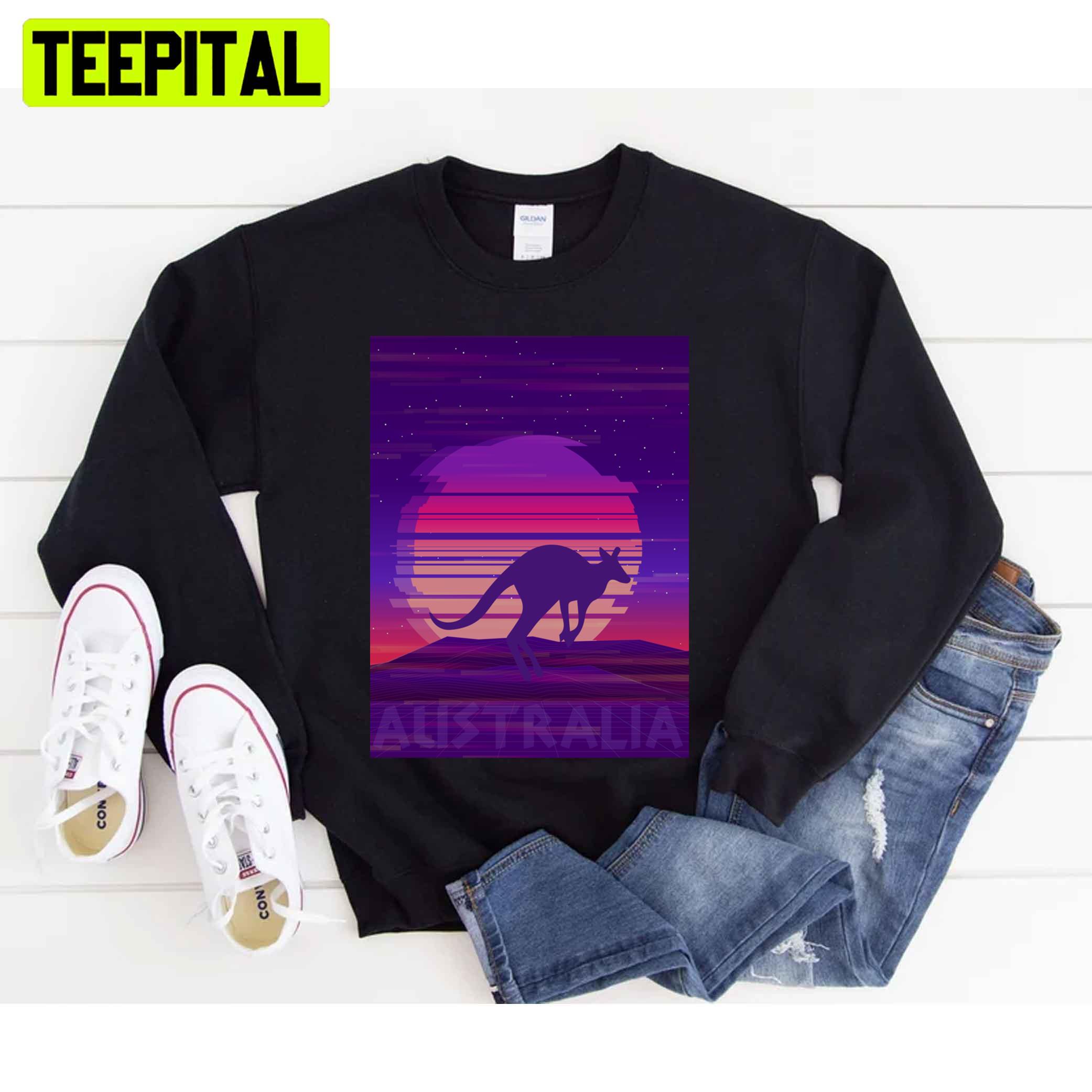Australia Kangaroo 70s Retro Sunset Unisex T-Shirt Australia Kangaroo 70s Retro Sunset Unisex T-Shirt