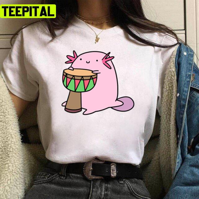 Axolotl Playing The Djembe Unisex T-Shirt Axolotl Playing The Djembe Unisex T-Shirt