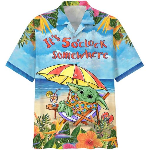 Baby Yoda It’s 5 O’clock Somewhere Youth & Adult Hawaiian Shirt PK12