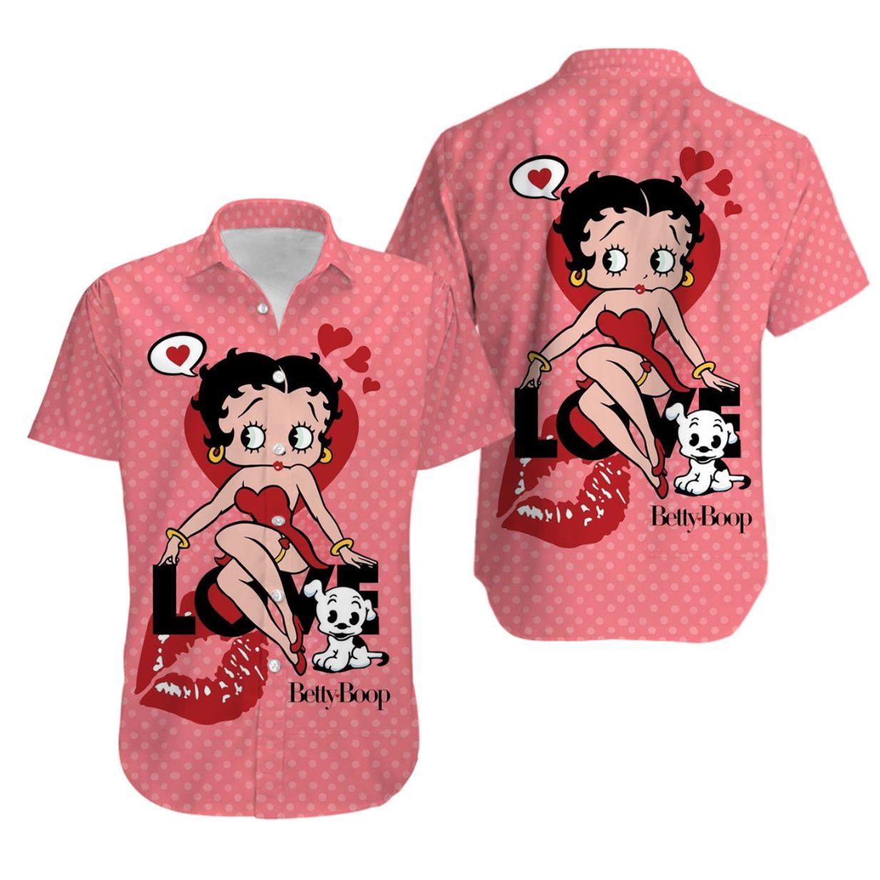 Betty Boop Hawaiian I Graphic Print Short Sleeve Hawaiian Casual Shirt Betty Boop Hawaiian I Graphic Print Short Sleeve Hawaiian Casual Shirt