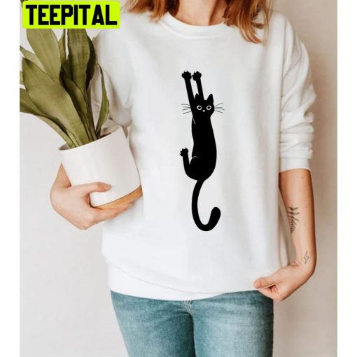 Black Cat Holding On Unisex T-Shirt