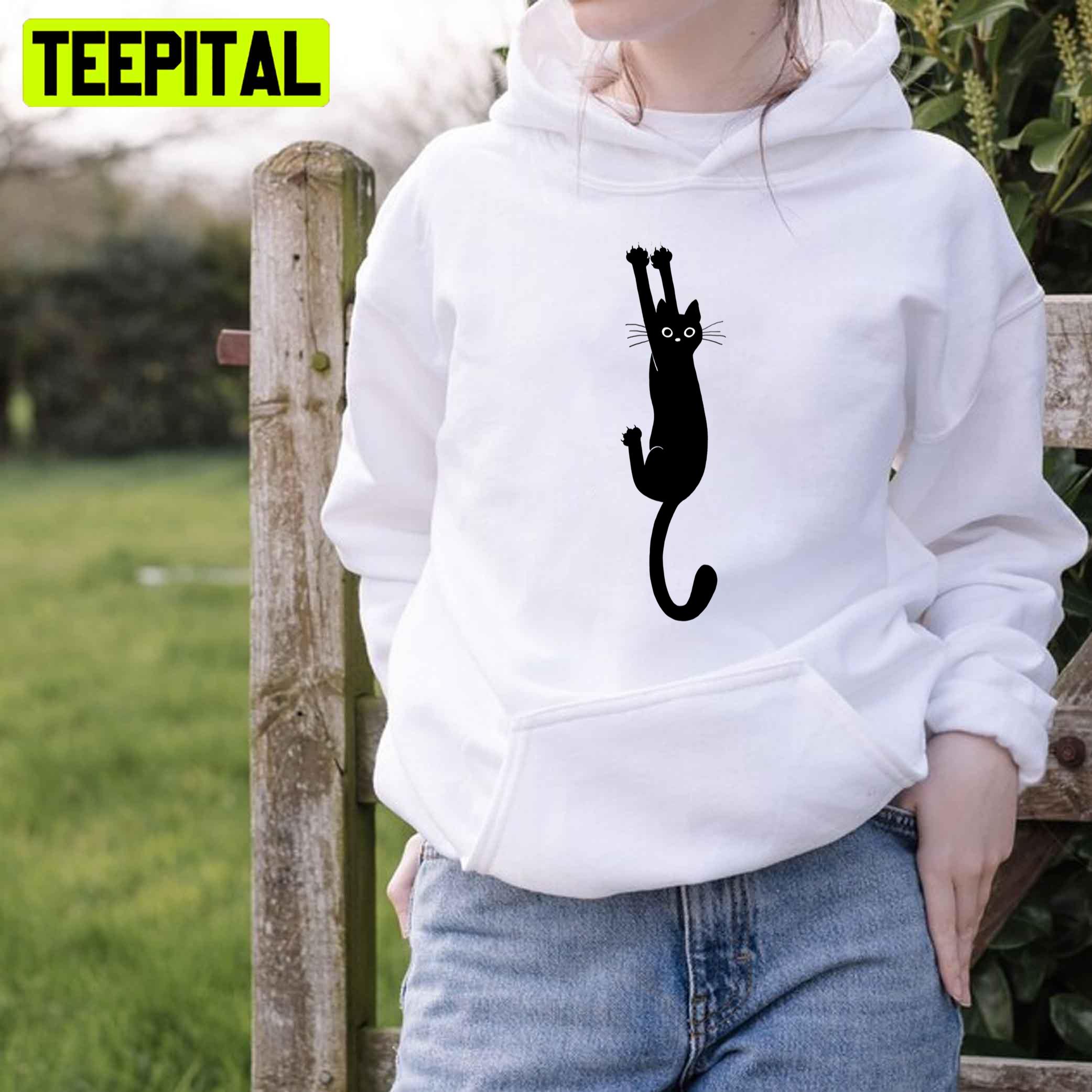 Black Cat Holding On Unisex T-Shirt Black Cat Holding On Unisex T-Shirt
