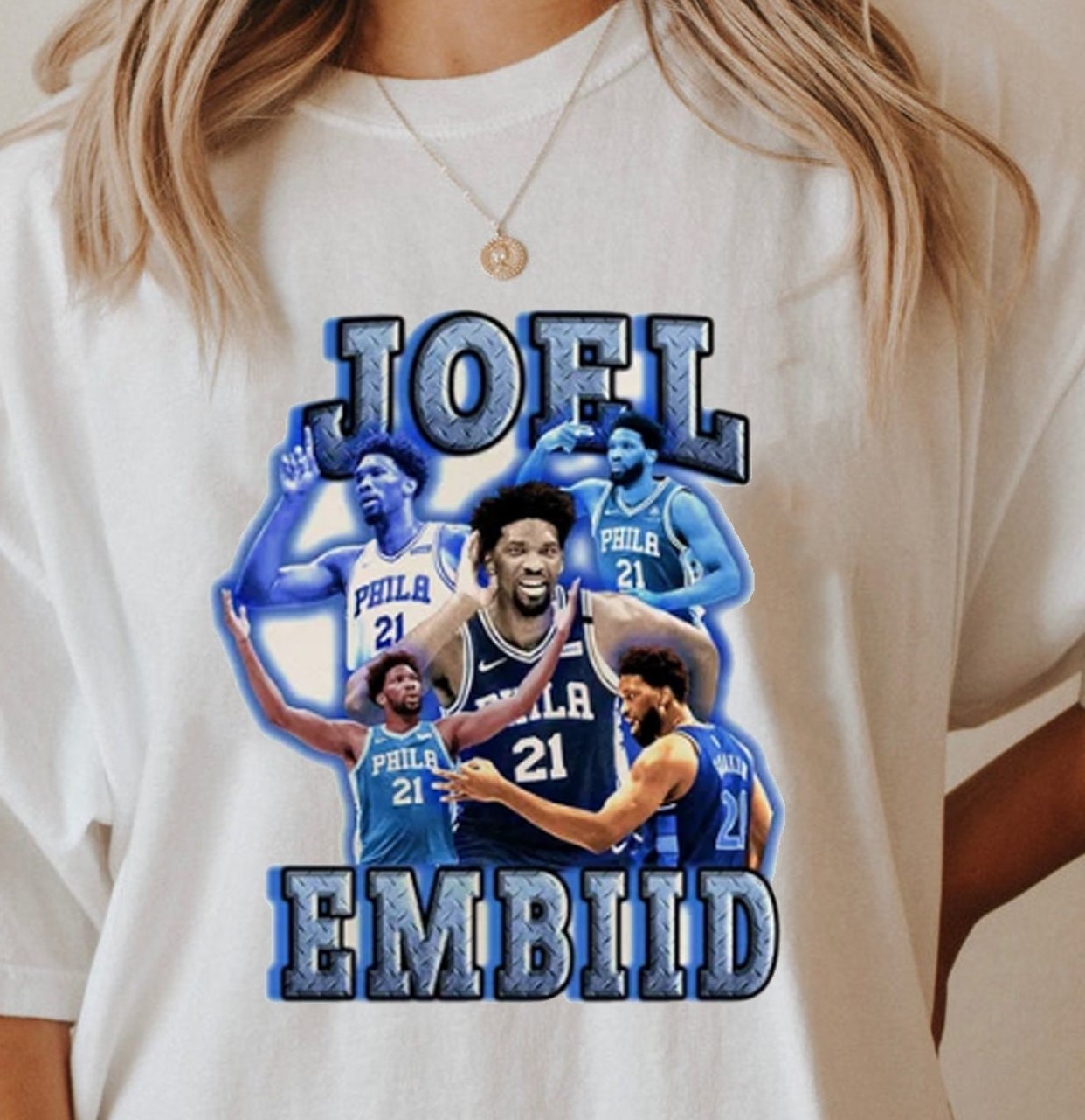 Blue Vintage Joel Embiid Philadelphia 76ers Basketball Unisex T-Shirt Blue Vintage Joel Embiid Philadelphia 76ers Basketball Unisex T-Shirt