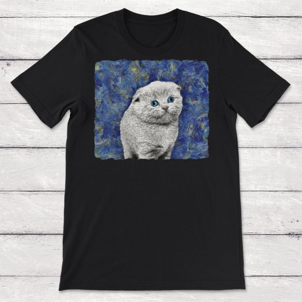 Cat Graphic Cat Gogh Sad Unisex T-Shirt Cat Graphic Cat Gogh Sad Unisex T-Shirt