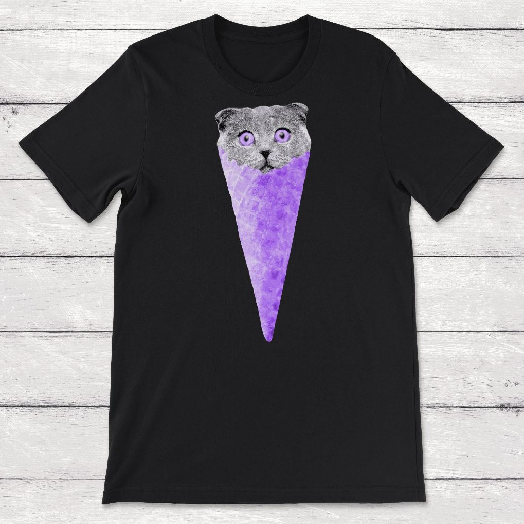 Cat Graphic Purple Cat Ice Cream Cone Cat Clipart Unisex T-Shirt Cat Graphic Purple Cat Ice Cream Cone Cat Clipart Unisex T-Shirt