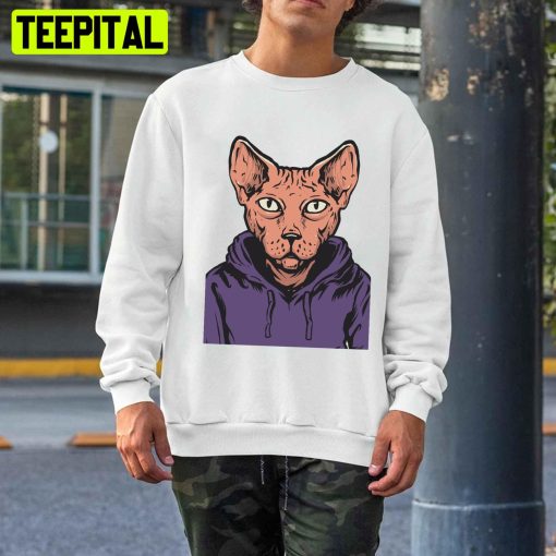 Cat In Hoodie Lotus Tattoo Unisex T-Shirt
