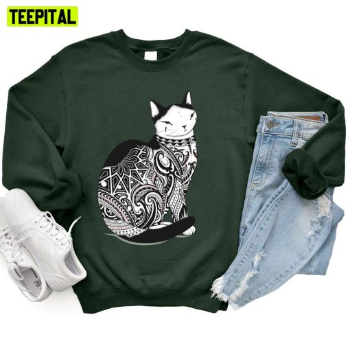 Cat In Tribal Tattoo Unisex T-Shirt