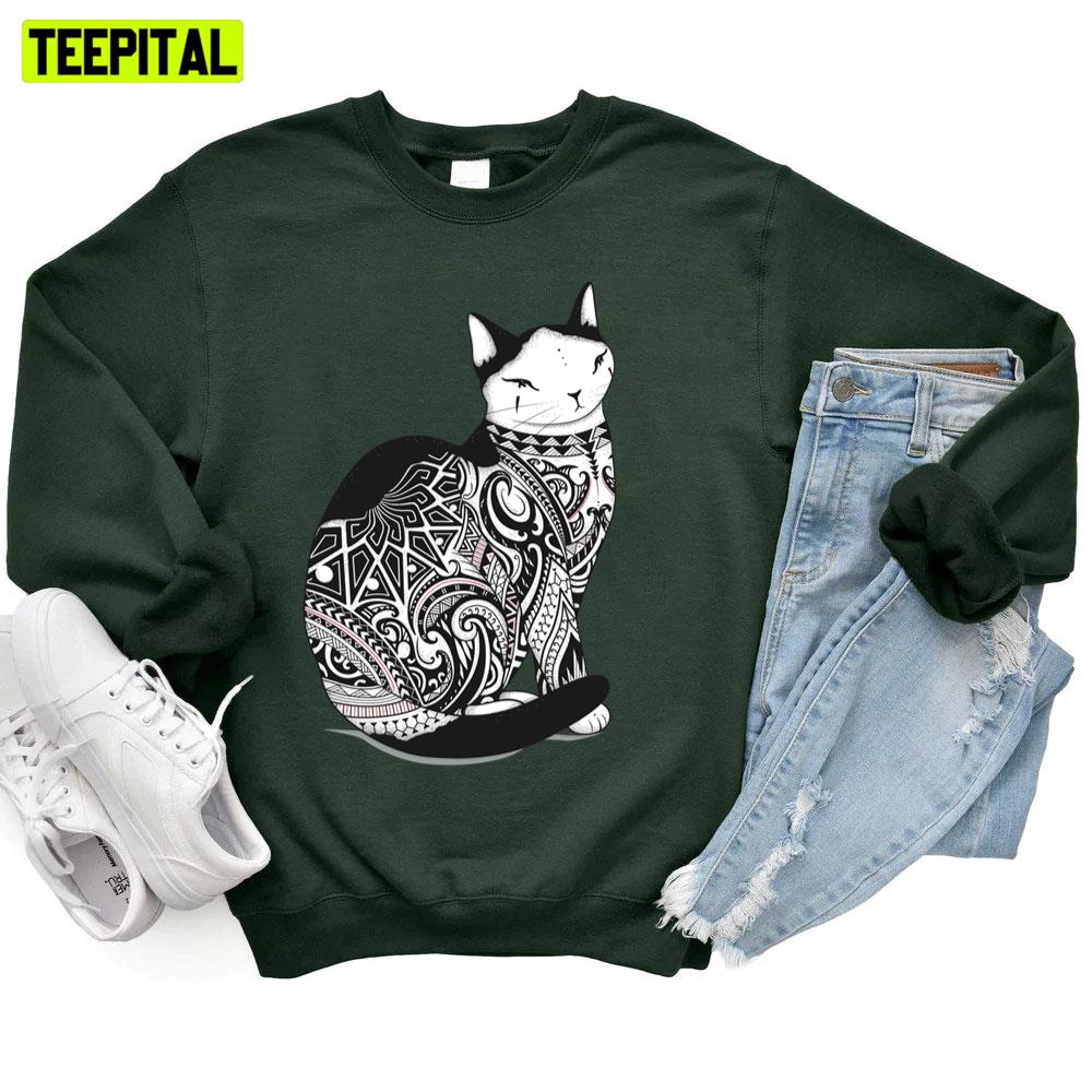 Cat In Tribal Tattoo Unisex T-Shirt Cat In Tribal Tattoo Unisex T-Shirt