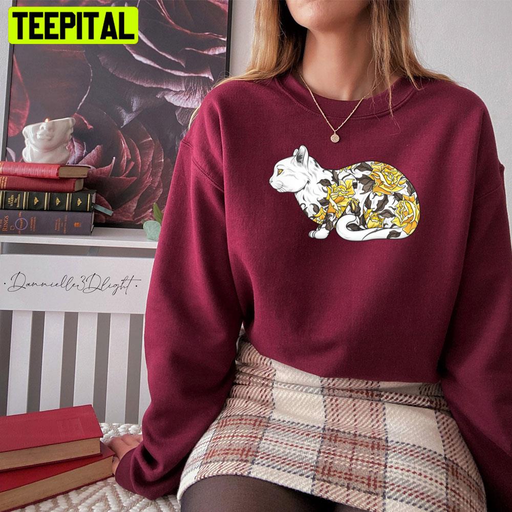 Cat In Yellow Roses Tattoo Unisex Sweatshirt Cat In Yellow Roses Tattoo Unisex Sweatshirt