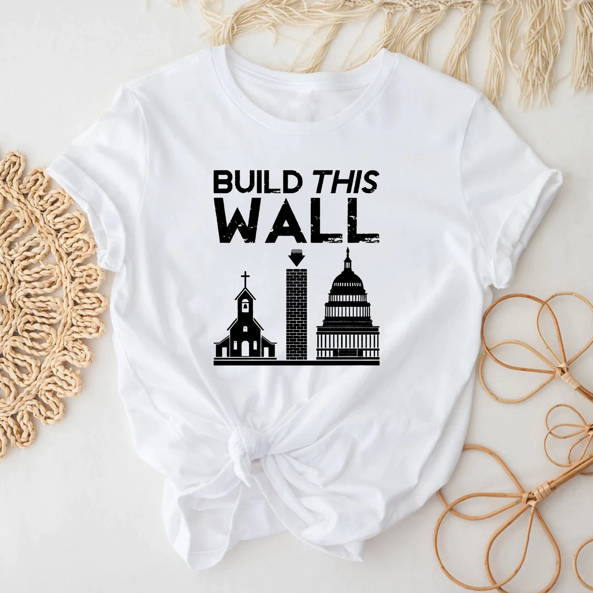 Church And State Build This Wall Unisex T-Shirt Church And State Build This Wall Unisex T-Shirt