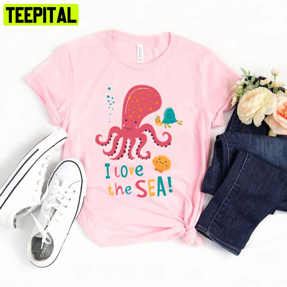 Cute Cartoon I Love The Sea Unisex T-Shirt Cute Cartoon I Love The Sea Unisex T-Shirt