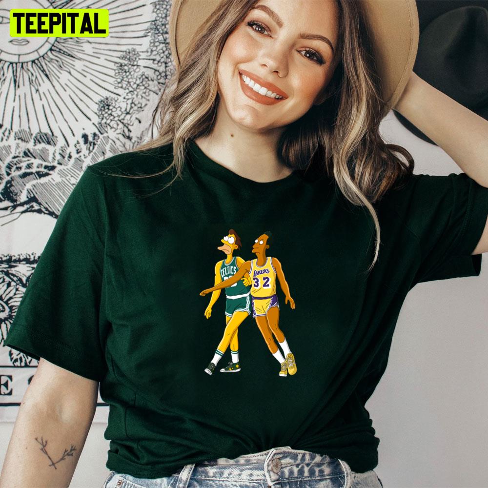 Funny Simpsons Style Lenny And Carl X Magic And Bird Unisex T-Shirt Funny Simpsons Style Lenny And Carl X Magic And Bird Unisex T-Shirt