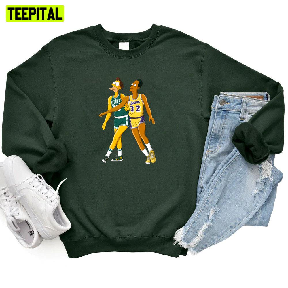 Funny Simpsons Style Lenny And Carl X Magic And Bird Unisex T-Shirt Funny Simpsons Style Lenny And Carl X Magic And Bird Unisex T-Shirt